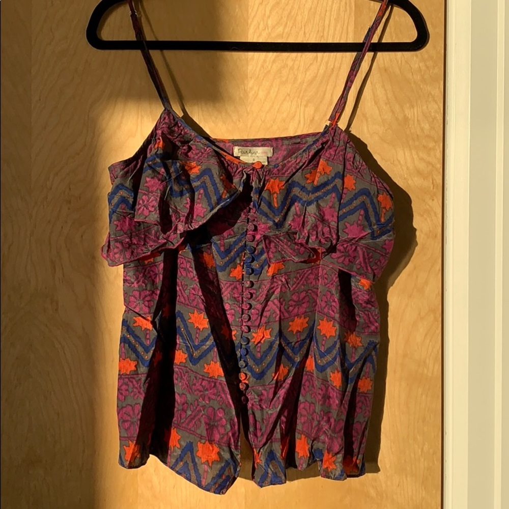 Silk Ruffle Parker Top